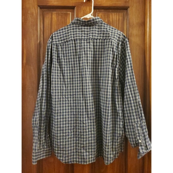 Old Navy Flex Mens Navy/Gray Gingham Button Down Long Sleeve Shirt Size XL - Picture 3 of 3